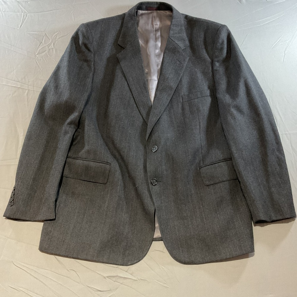 English Manor Men's Gray Blazer Sport Coat Size 46R Classic Fit 2 Button